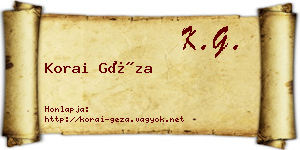Korai Géza névjegykártya